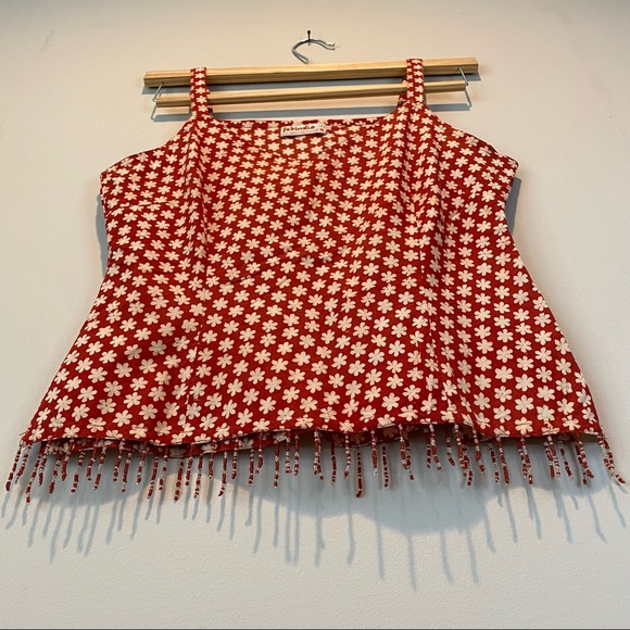 Fabindia Boho style cami red beaded tassels like new! - Picture 3 of 15